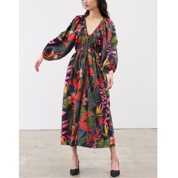 Mara Hoffman Dresses & Skirts - Mara Hoffman Midi Floral Long-Sleeve Simone Dress